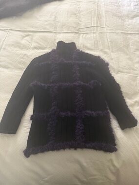 Vintage Black and Purple Turtleneck Sweater